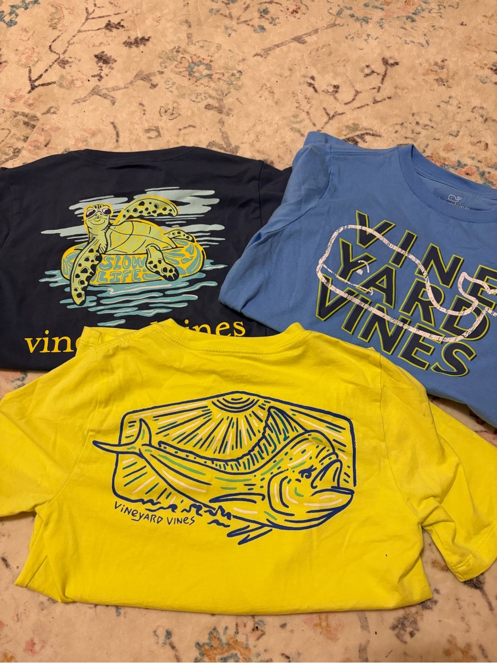 Lot of 3 Vineyard Vines Kids' Short Sleeve Graphic Tee - Yellow. Boys 8-10. New